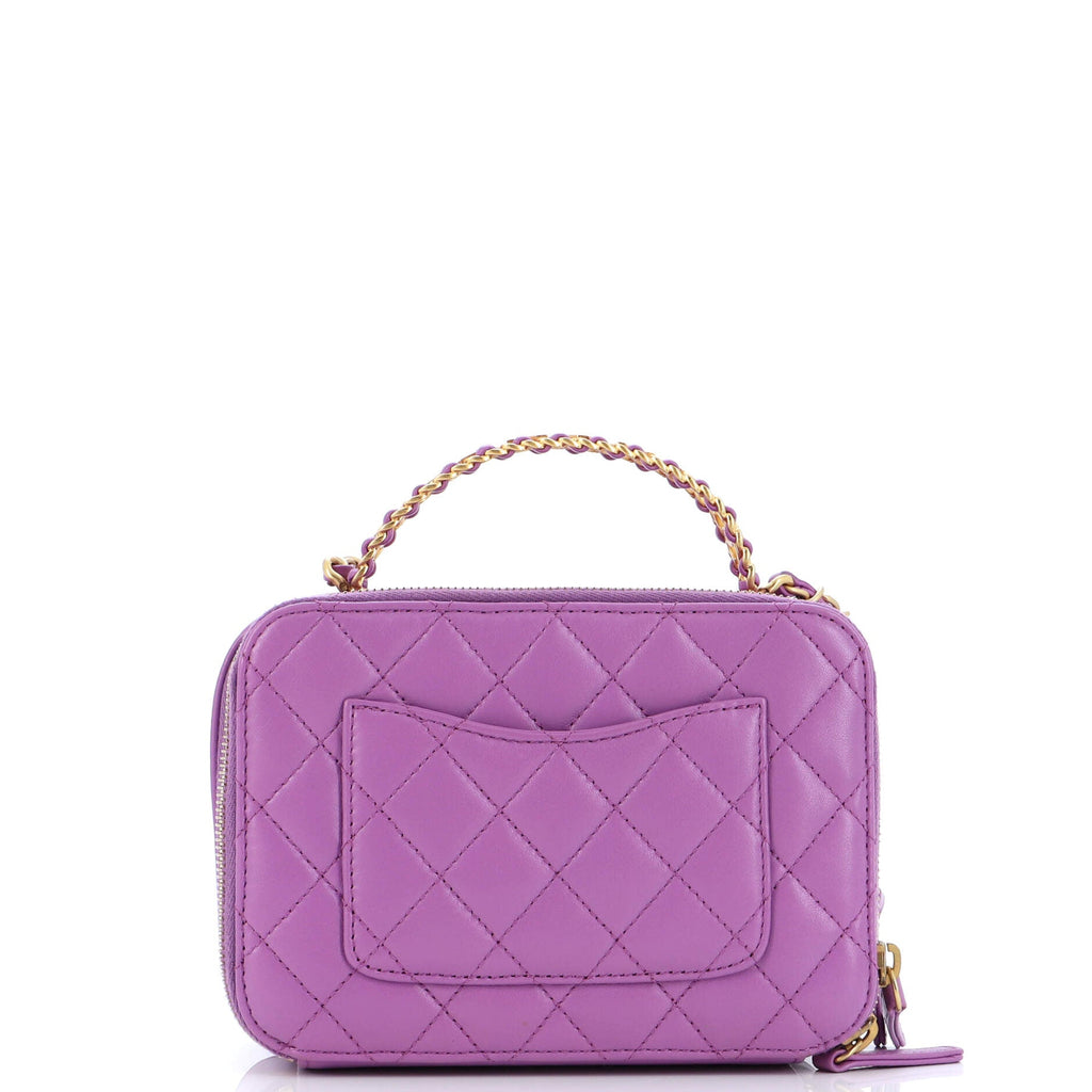 Pick Me Up Logo Handle Vanity Case Quilted Lambskin Mini