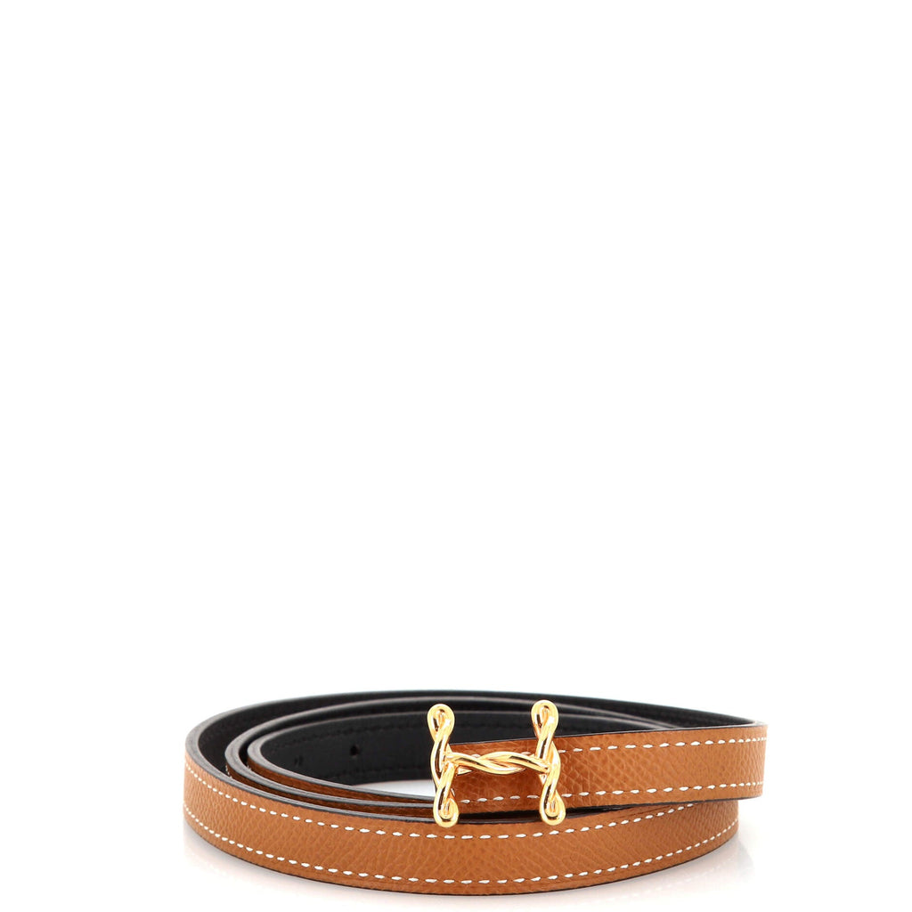 H Torsade Buckle Reversible Belt Leather Thin 80