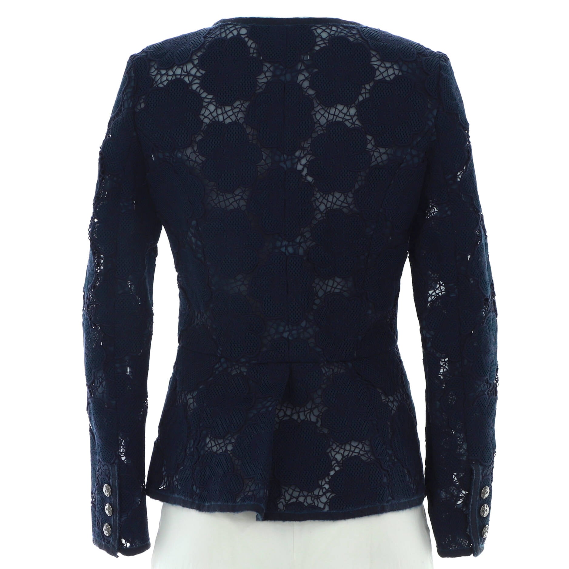 Women's Embroidered Camellia Four Pocket Jacket Polyester and Cotton Blend