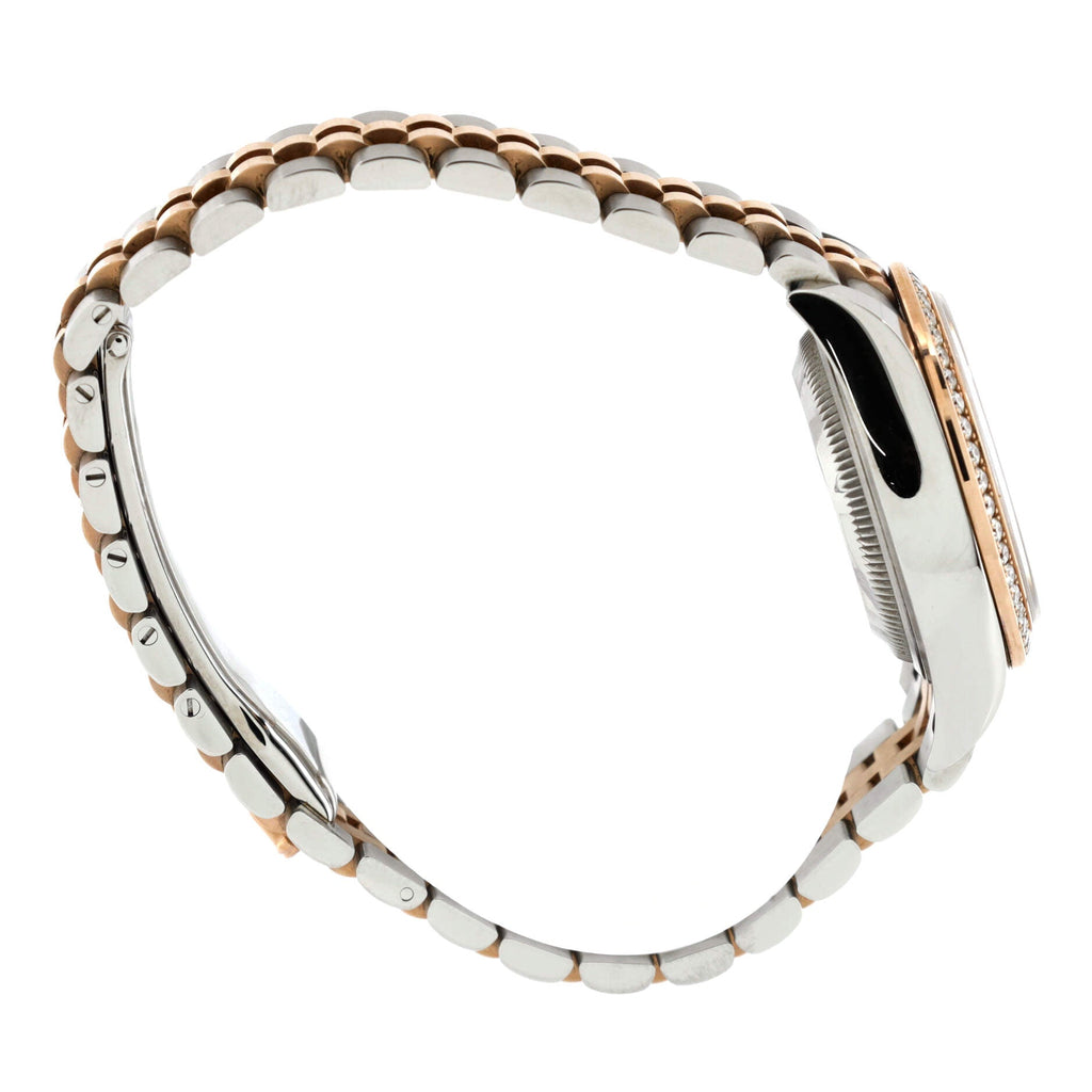 Oyster Perpetual Datejust Automatic Watch Stainless Steel and Rose Gold with Diamond Bezel and Markers 28