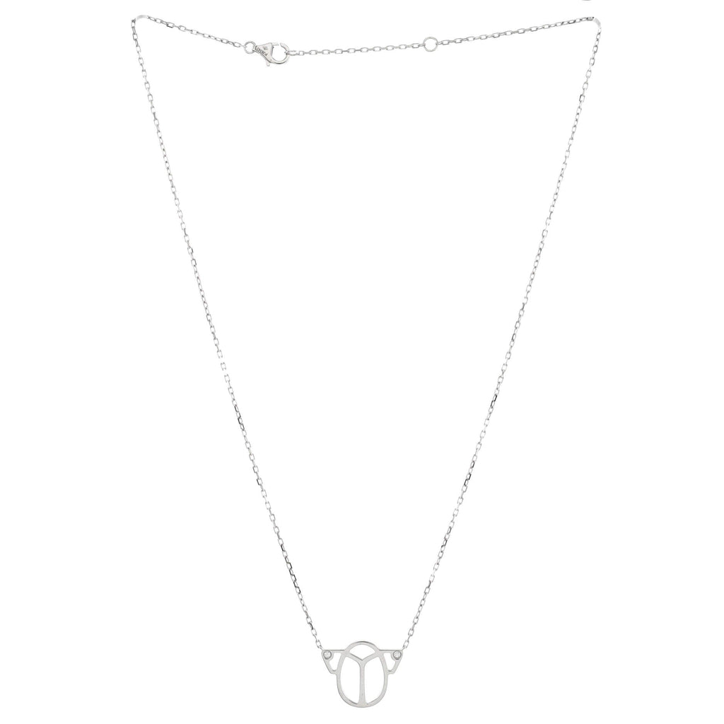 Scarab Pendant Necklace 18K White Gold with 2 Diamonds