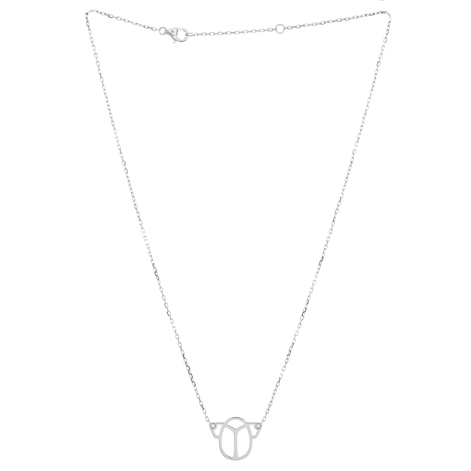 Scarab Pendant Necklace 18K White Gold with 2 Diamonds