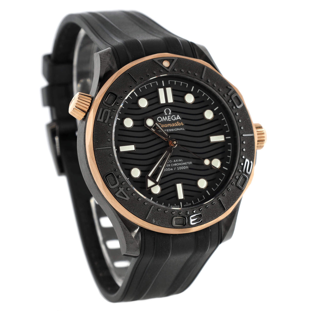 Seamaster Professional Diver 300M Co-Axial Master Chronometer Automatic Watch Ceramic and Sedna Gold with Rubber 44