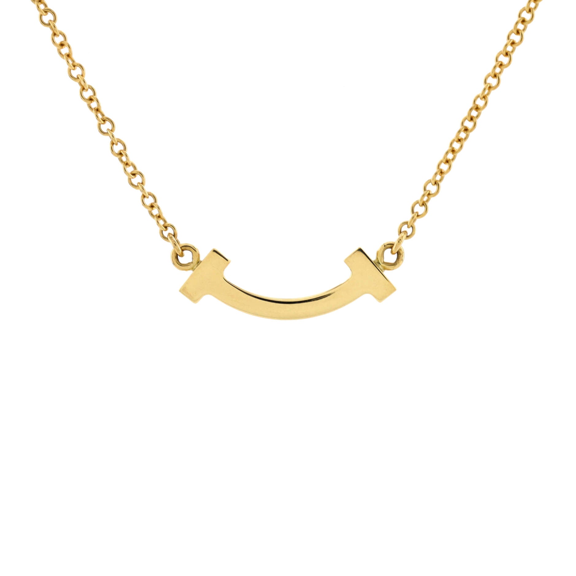 T Smile Pendant Necklace 18K Yellow Gold Mini