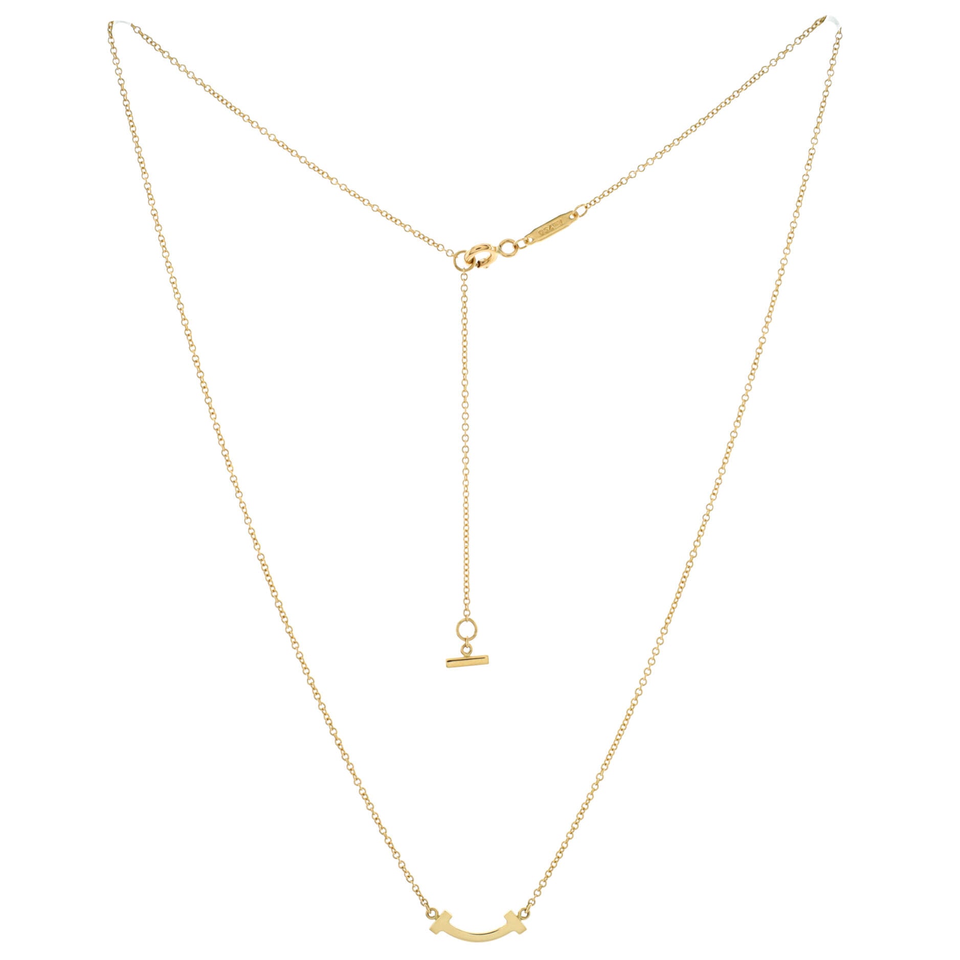T Smile Pendant Necklace 18K Yellow Gold Mini