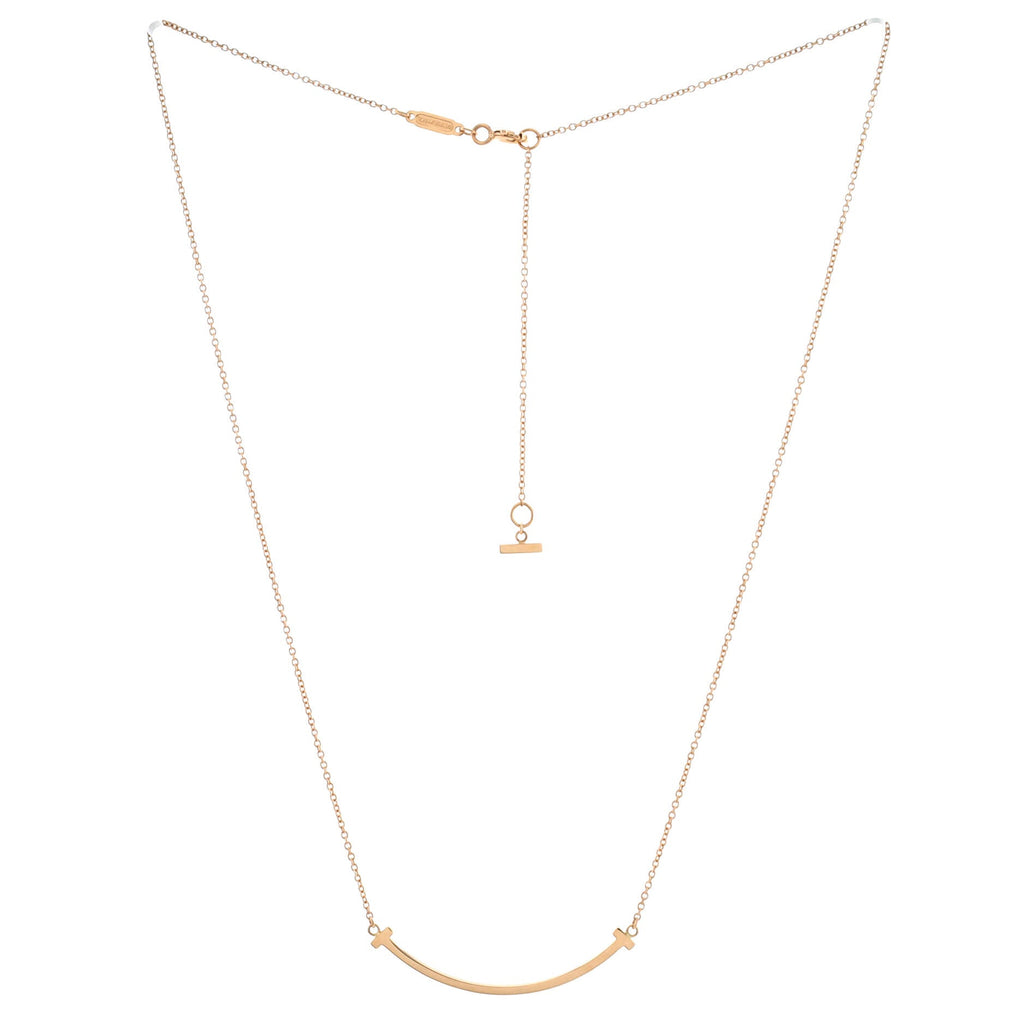 T Smile Pendant Necklace 18K Rose Gold Small