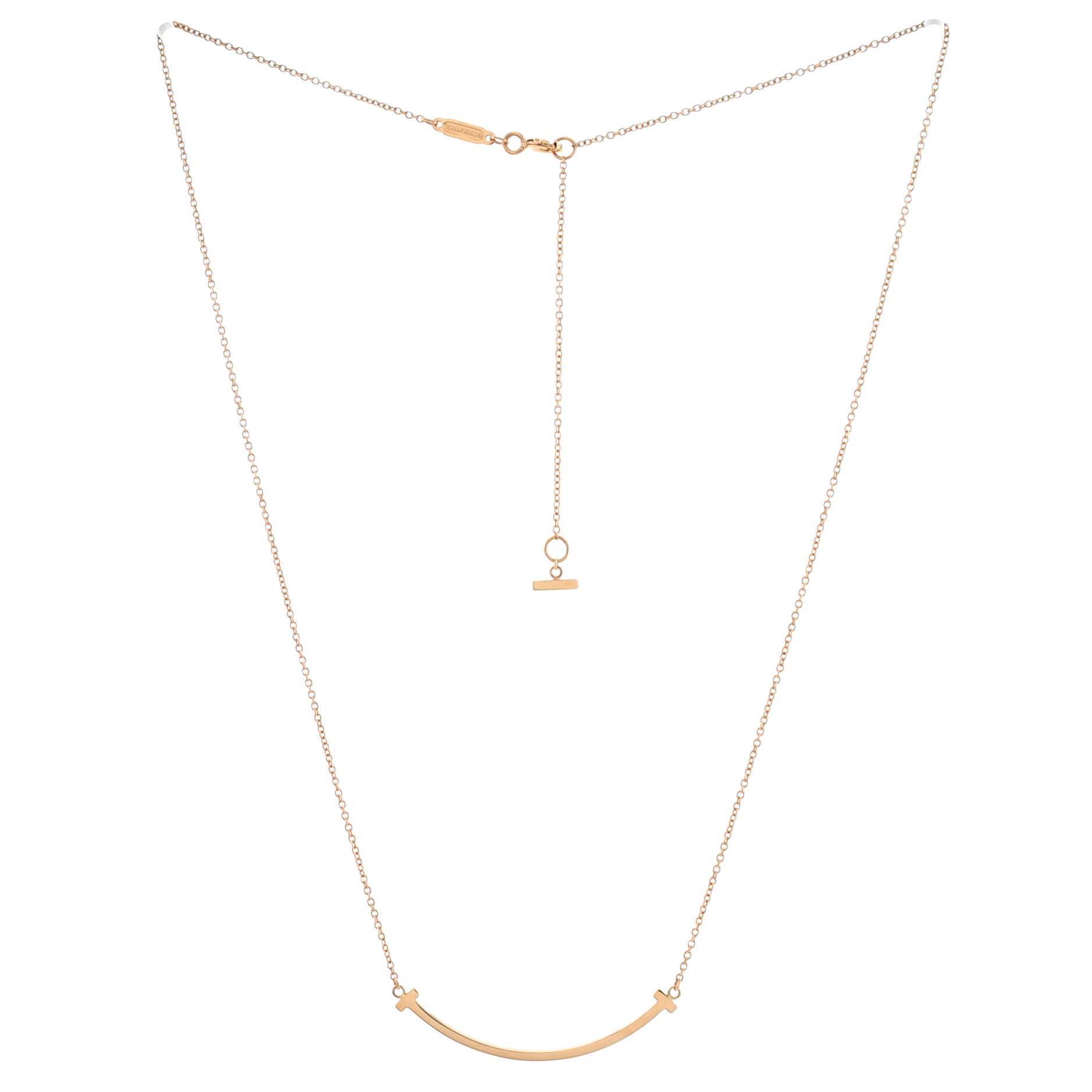 T Smile Pendant Necklace 18K Rose Gold Small