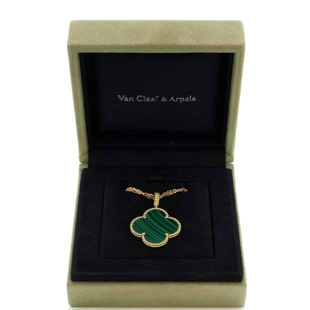 Magic Alhambra Pendant Necklace 18K Yellow Gold and Malachite