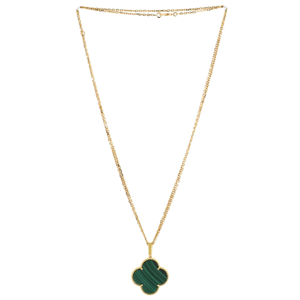 Magic Alhambra Pendant Necklace 18K Yellow Gold and Malachite