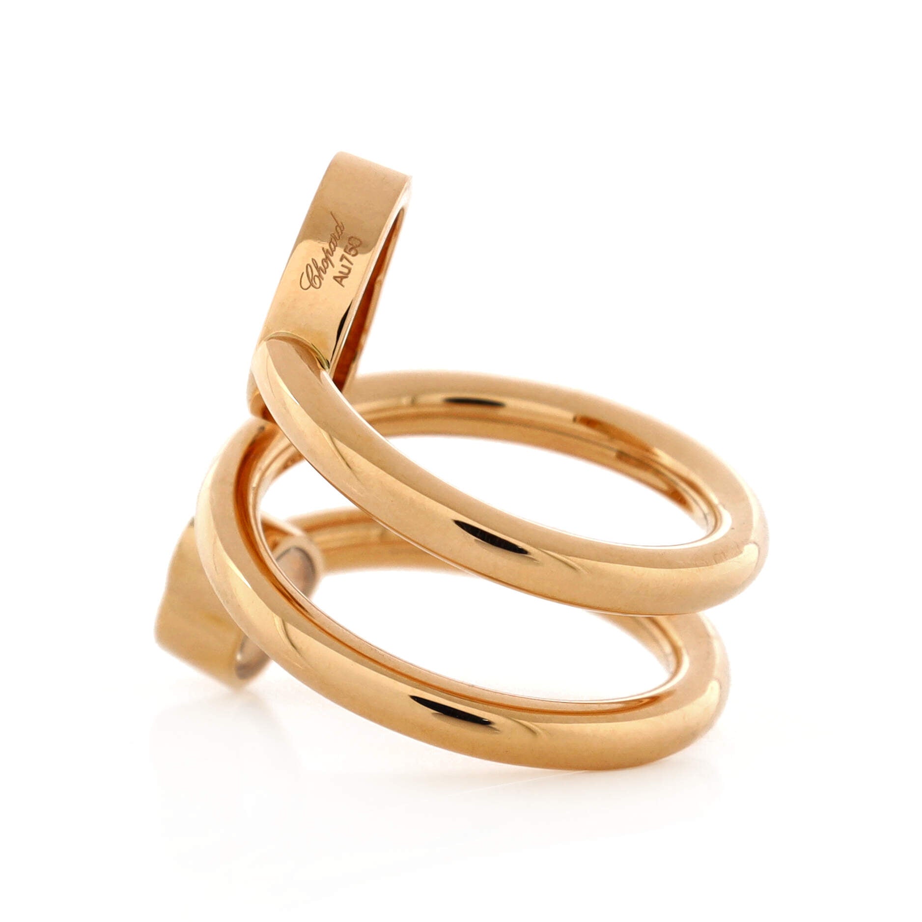 Happy Hearts Twist Ring 18K Rose Gold and Diamonds with 1 Floating Diamond