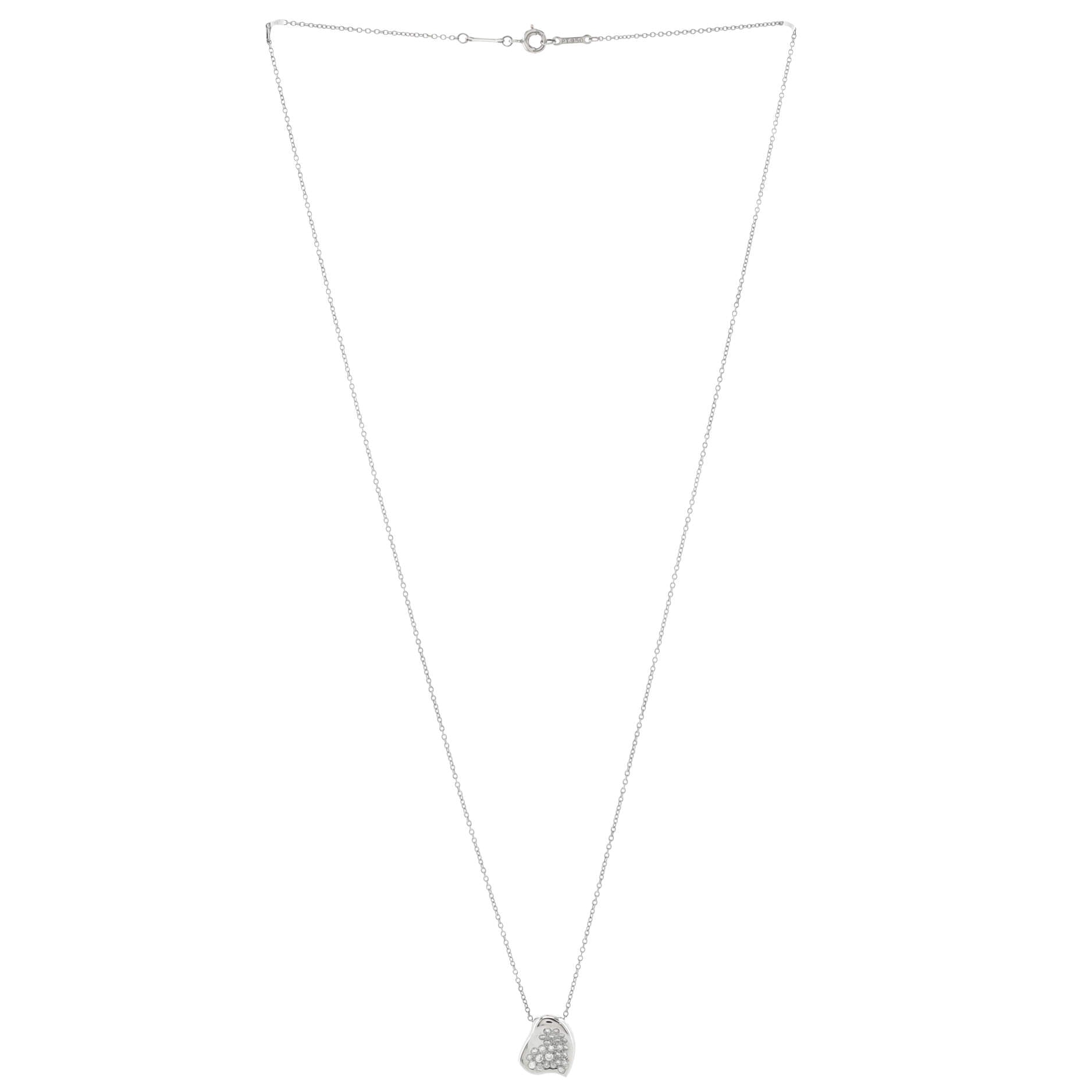Elsa Peretti Full Heart Pendant Necklace Platinum with Pave Diamonds