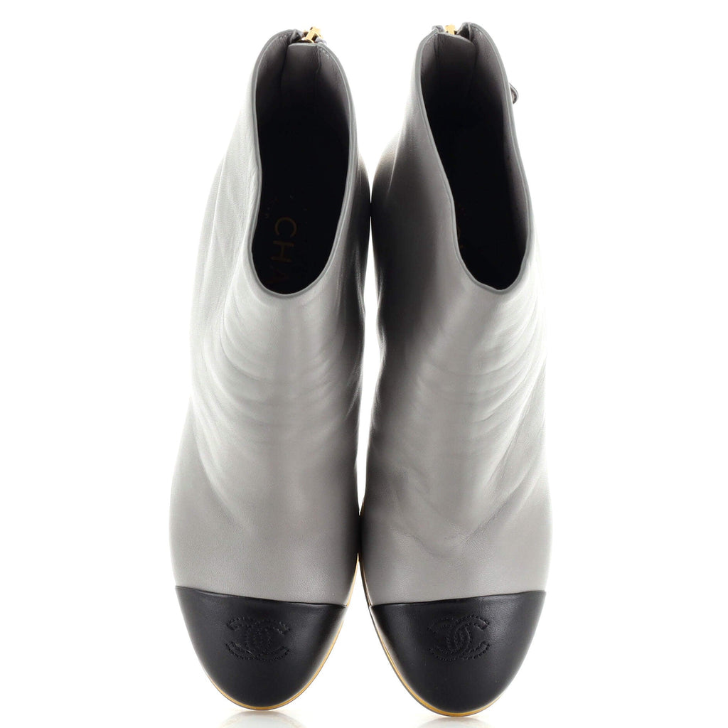 Women's CC Cap Toe Wedge Ankle Boots Leather