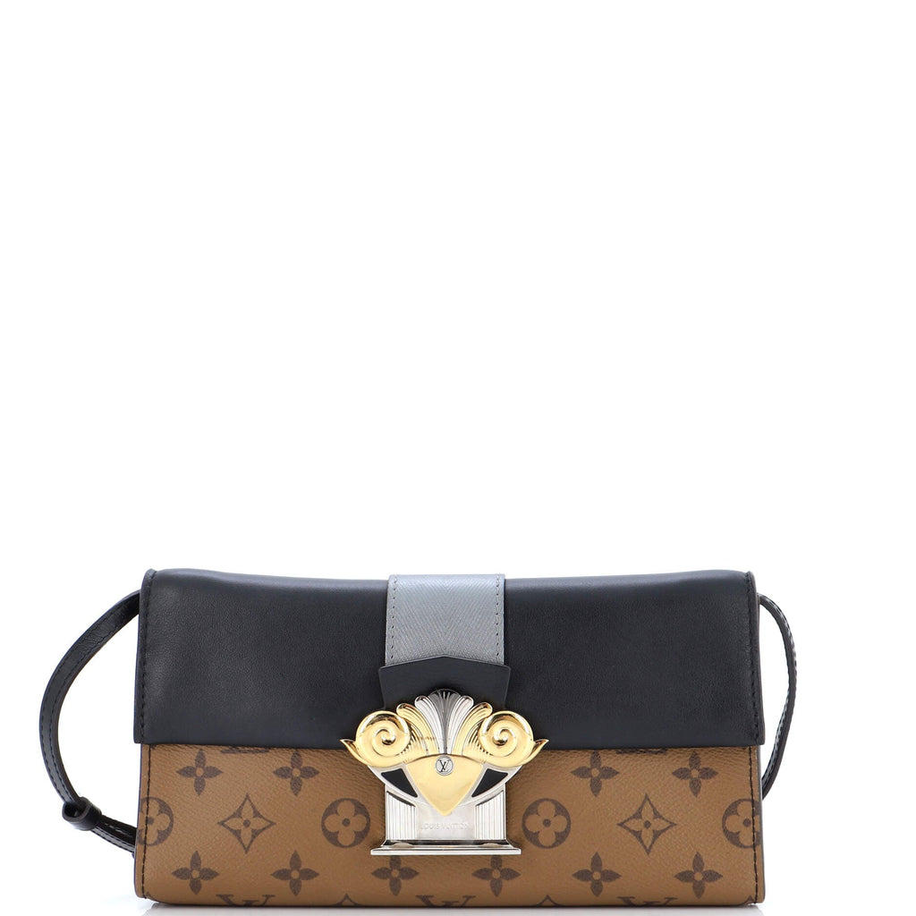 Column Clutch Reverse Monogram Canvas with Calfskin