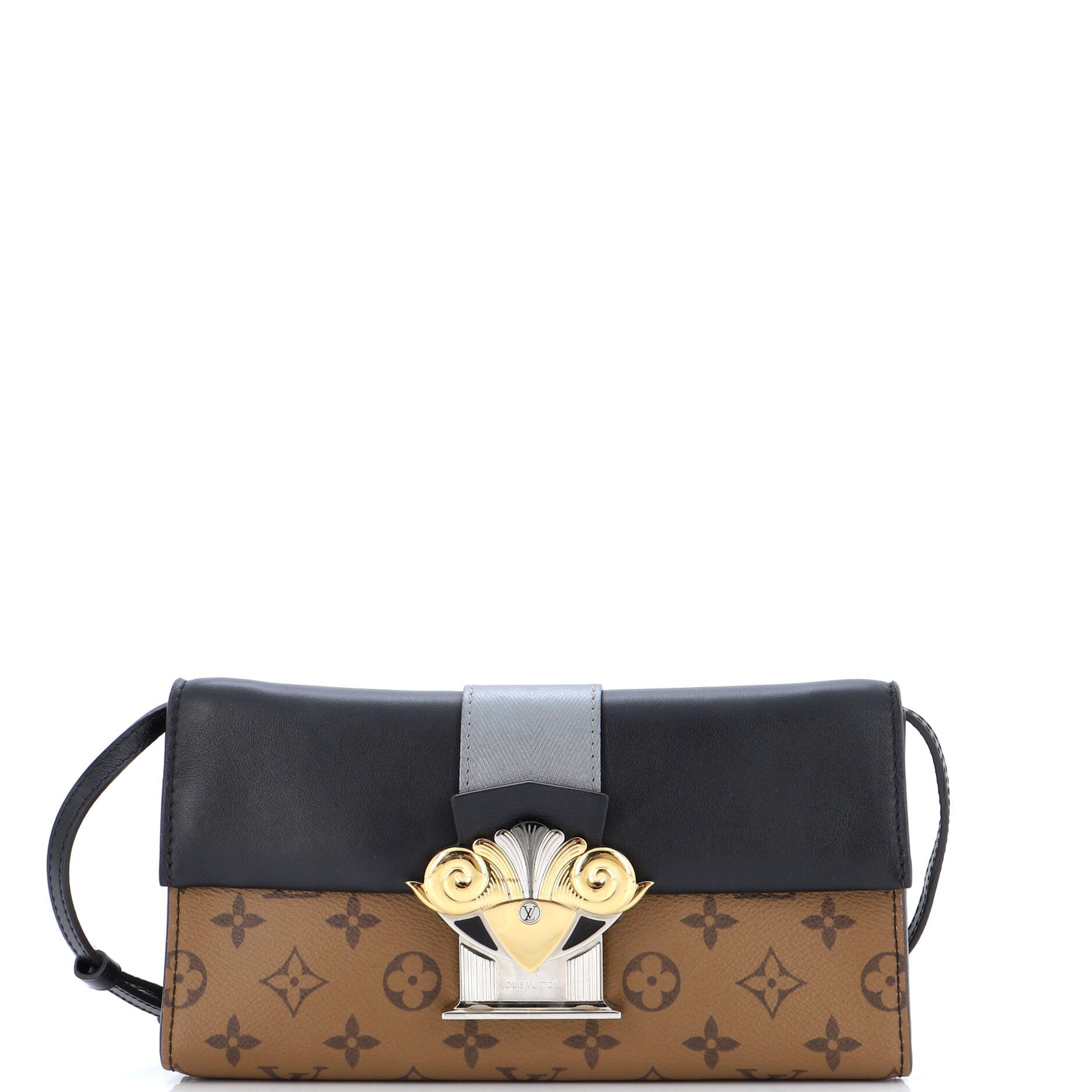 Column Clutch Reverse Monogram Canvas with Calfskin