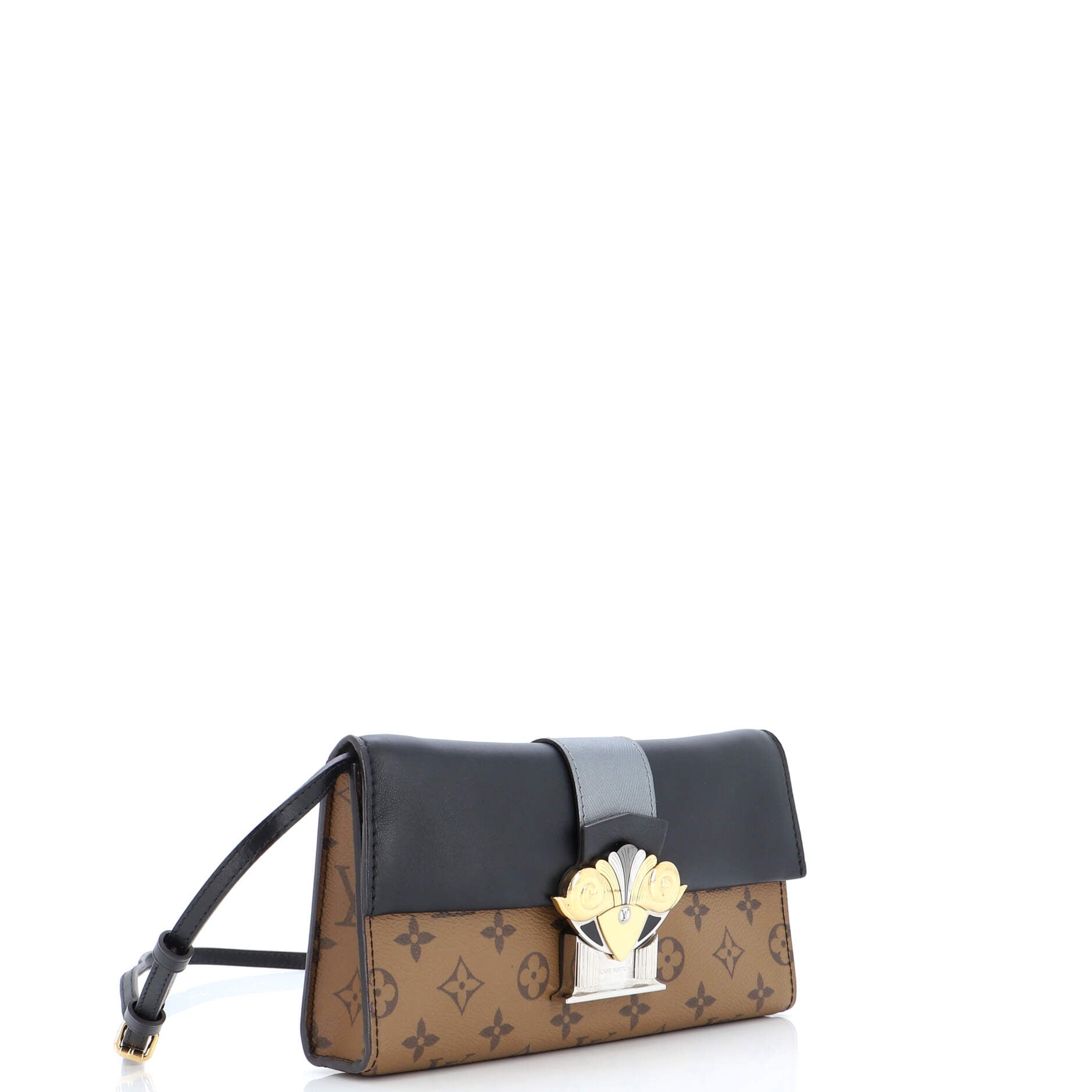 Column Clutch Reverse Monogram Canvas with Calfskin