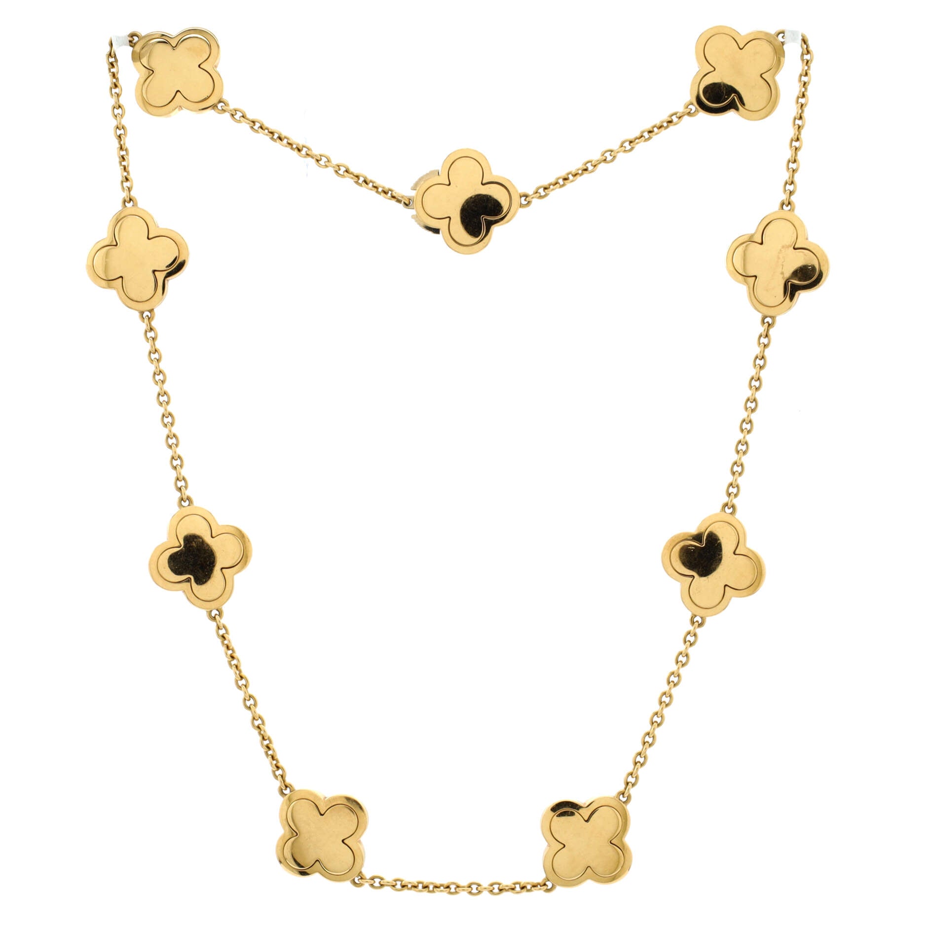 Pure Alhambra 9 Motifs Necklace 18K Yellow Gold