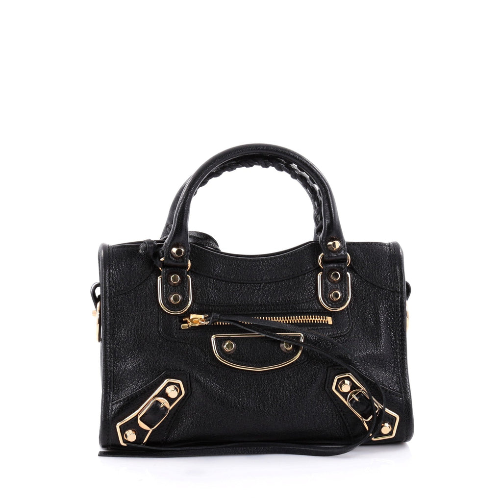 City Classic Metallic Edge Handbag Leather Mini