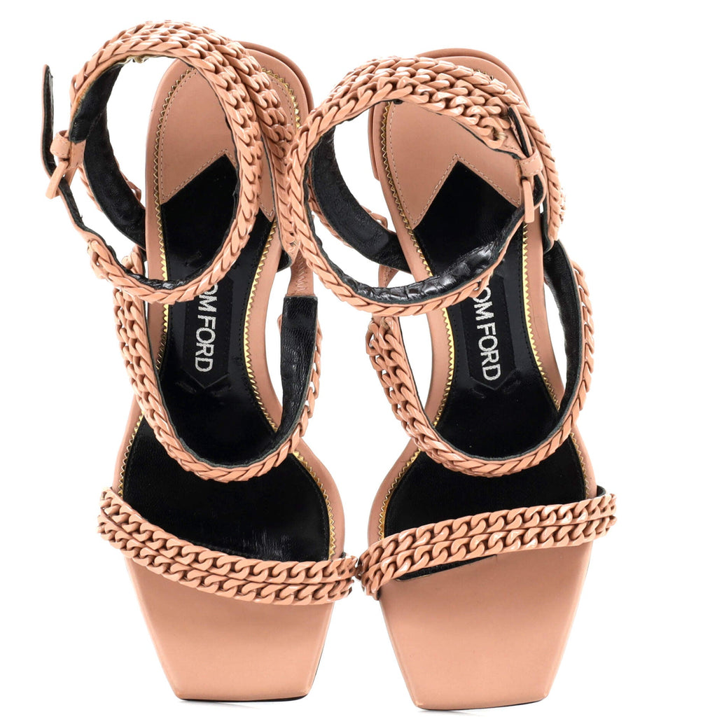 Women's Chain Strappy Heeled Sandals Leather