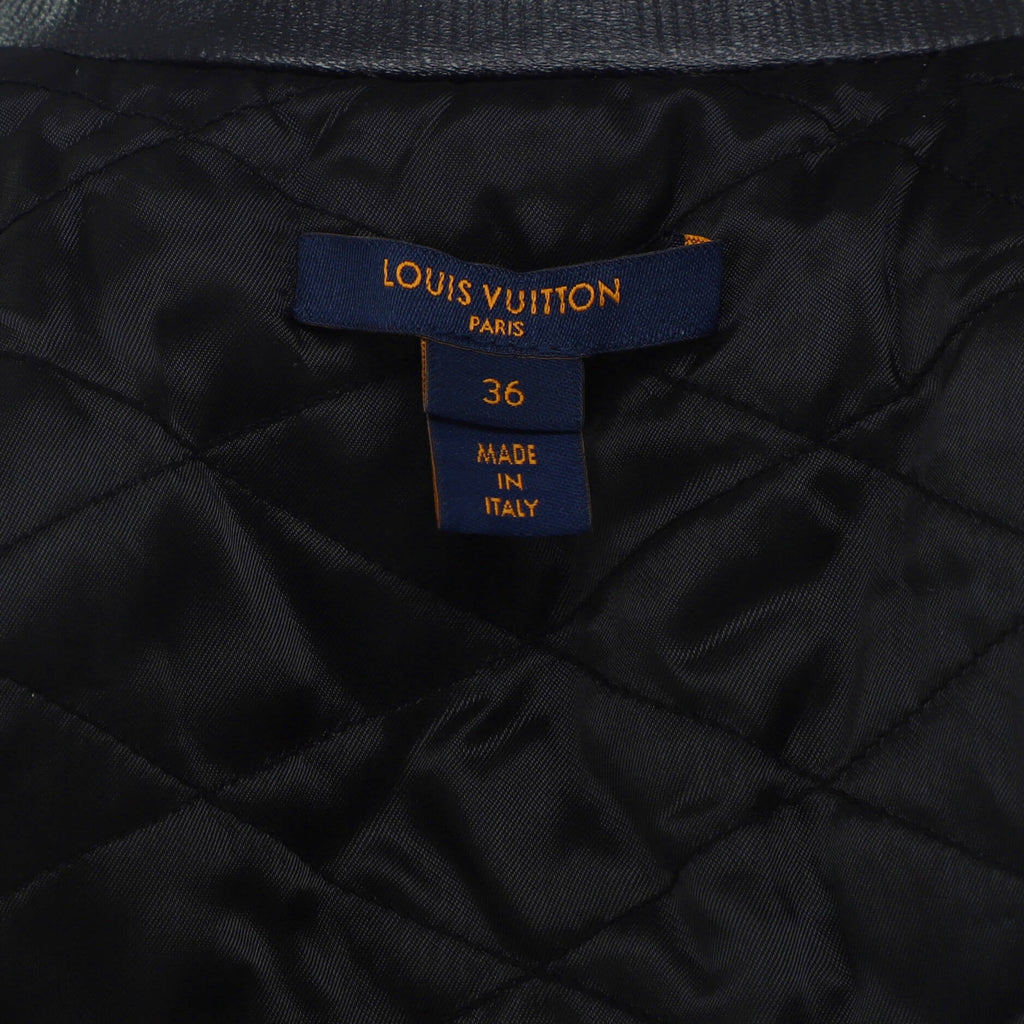 Women's Bomber Jacket Monogram Jacquard Denim with Leather