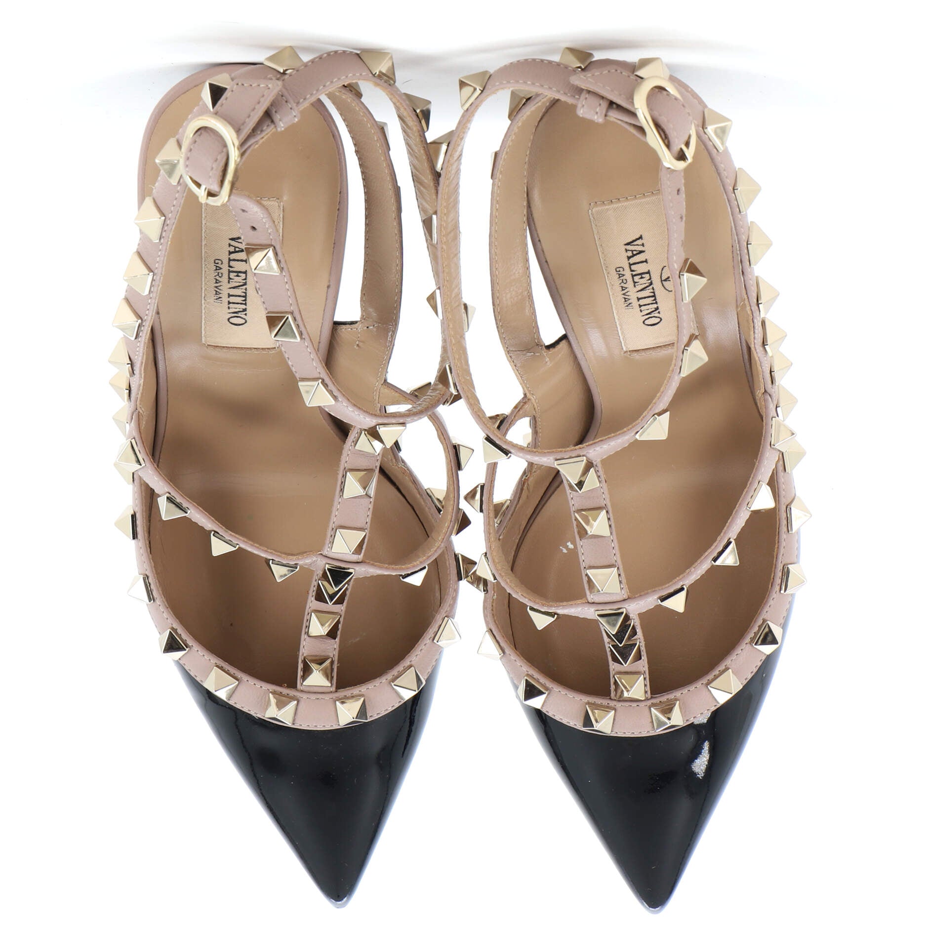 Women's Rockstud Ankle Strap Pumps Patent 100