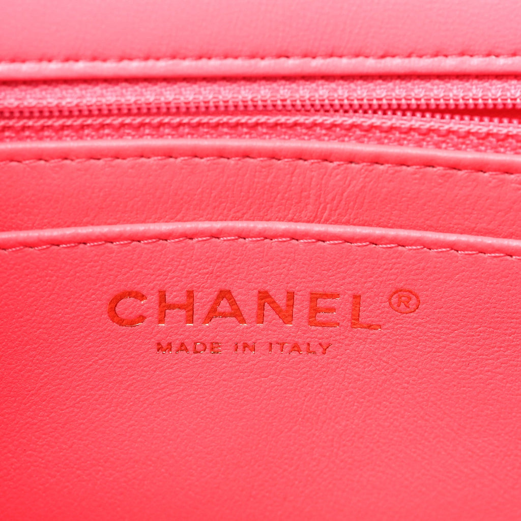 Lambskin Quilted Mini Rectangular Flap Pink