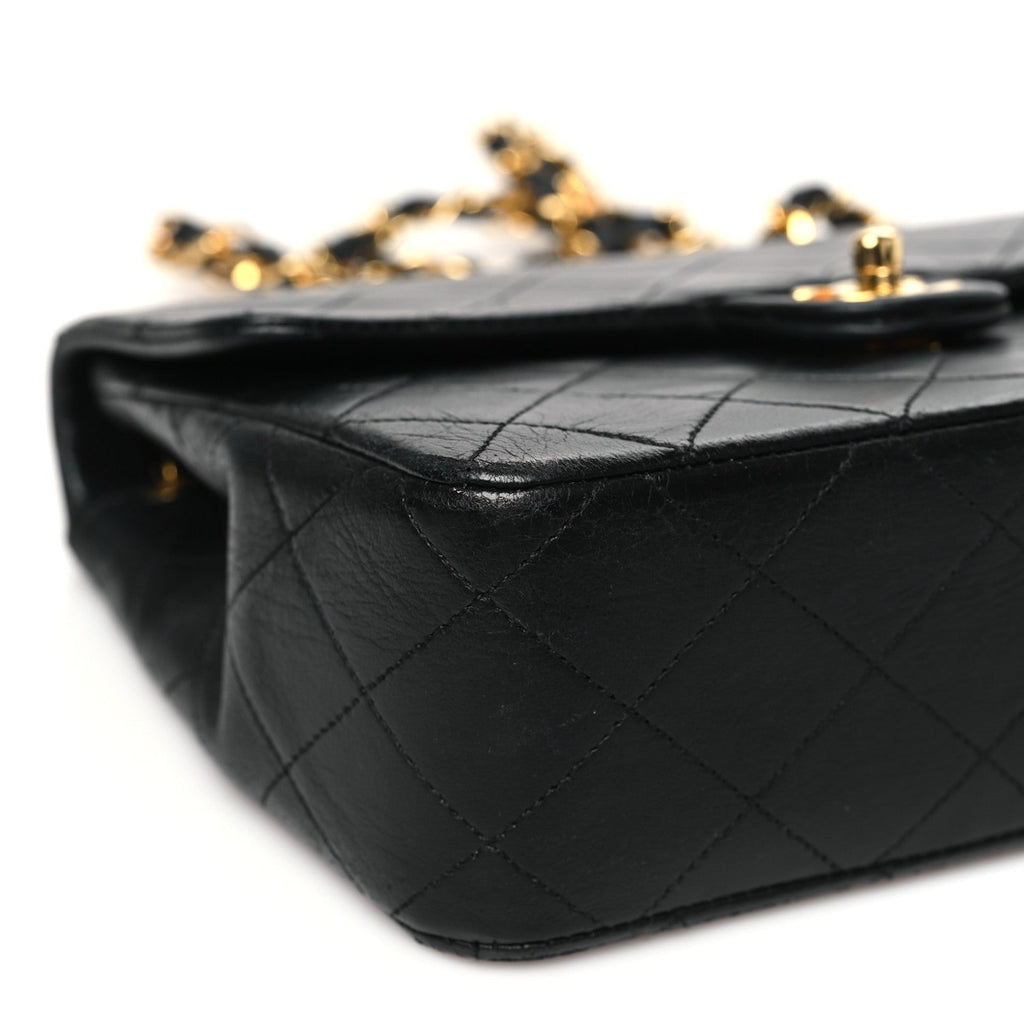 Lambskin Quilted Mini Square Flap Bag Black