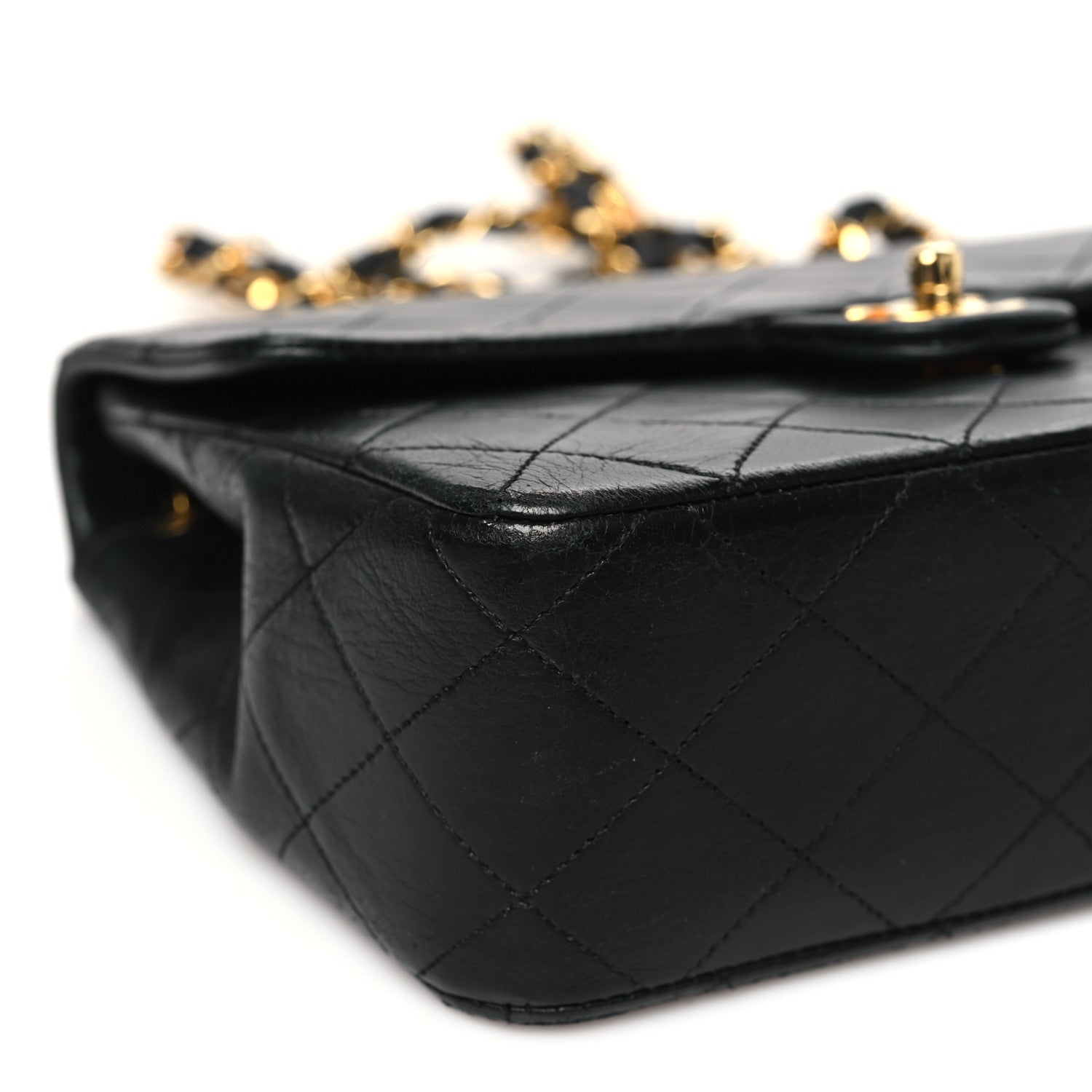 Lambskin Quilted Mini Square Flap Bag Black