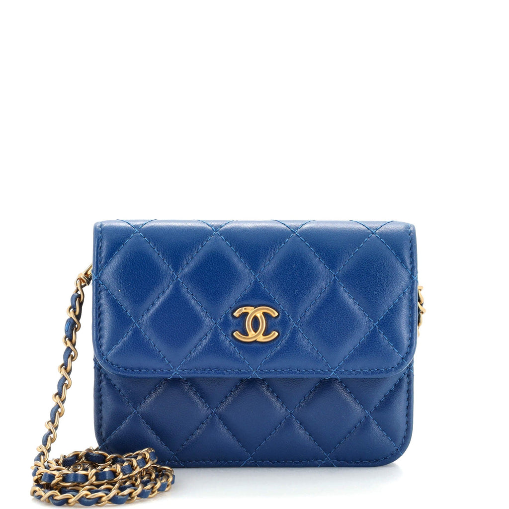 Pearl Crush Flap Clutch with Chain Quilted Lambskin Mini