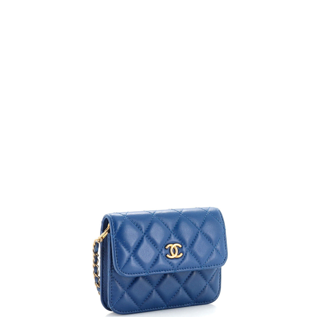 Pearl Crush Flap Clutch with Chain Quilted Lambskin Mini