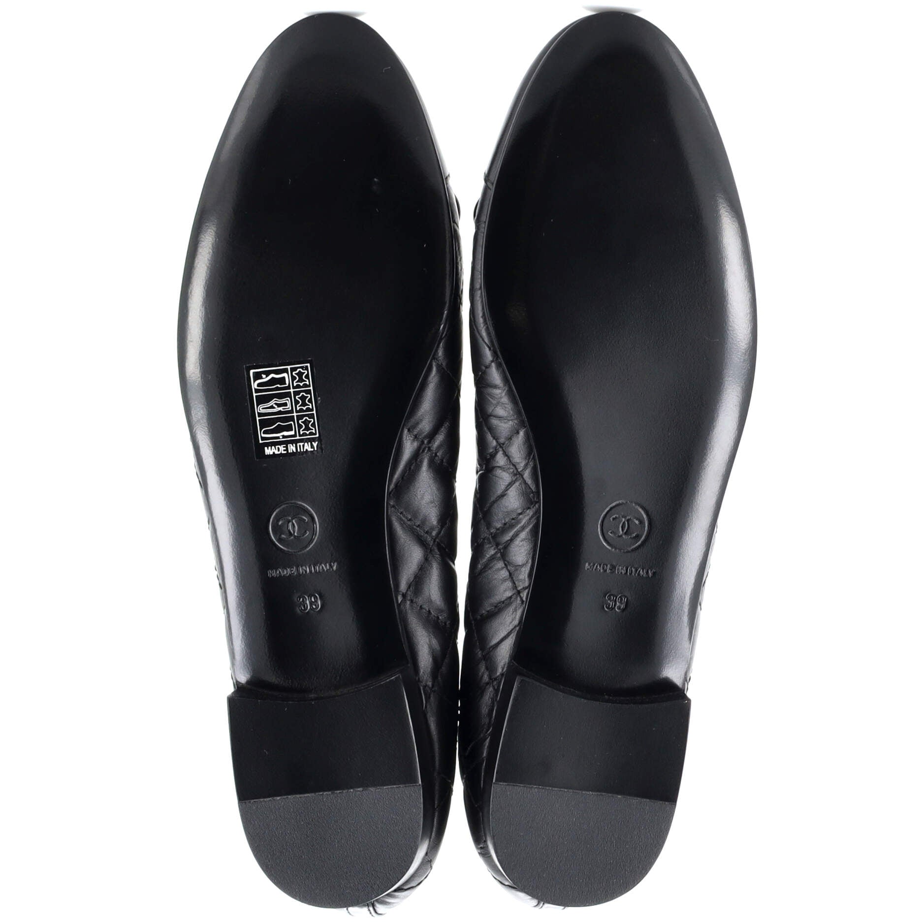 Women's CC Cap Toe Bow Ballerina Flats Quilted Leather