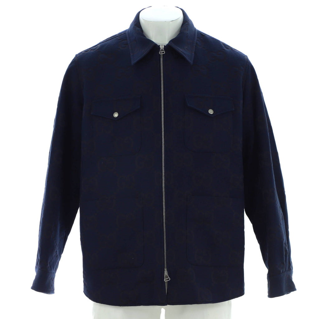 Men's Zip Up Pocket Jacket GG Cotton Blend Canvas