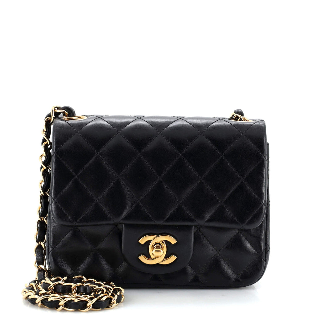 Vintage Square Classic Single Flap Bag Quilted Lambskin Mini