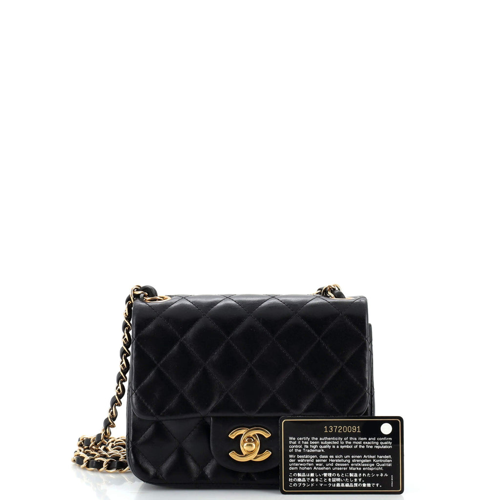 Vintage Square Classic Single Flap Bag Quilted Lambskin Mini