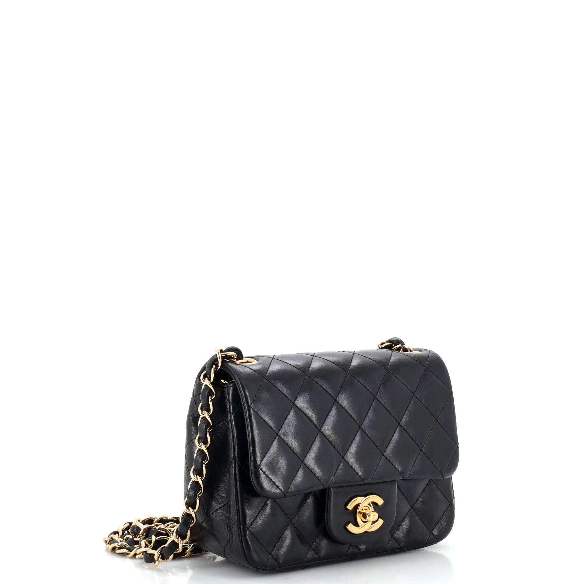 Vintage Square Classic Single Flap Bag Quilted Lambskin Mini