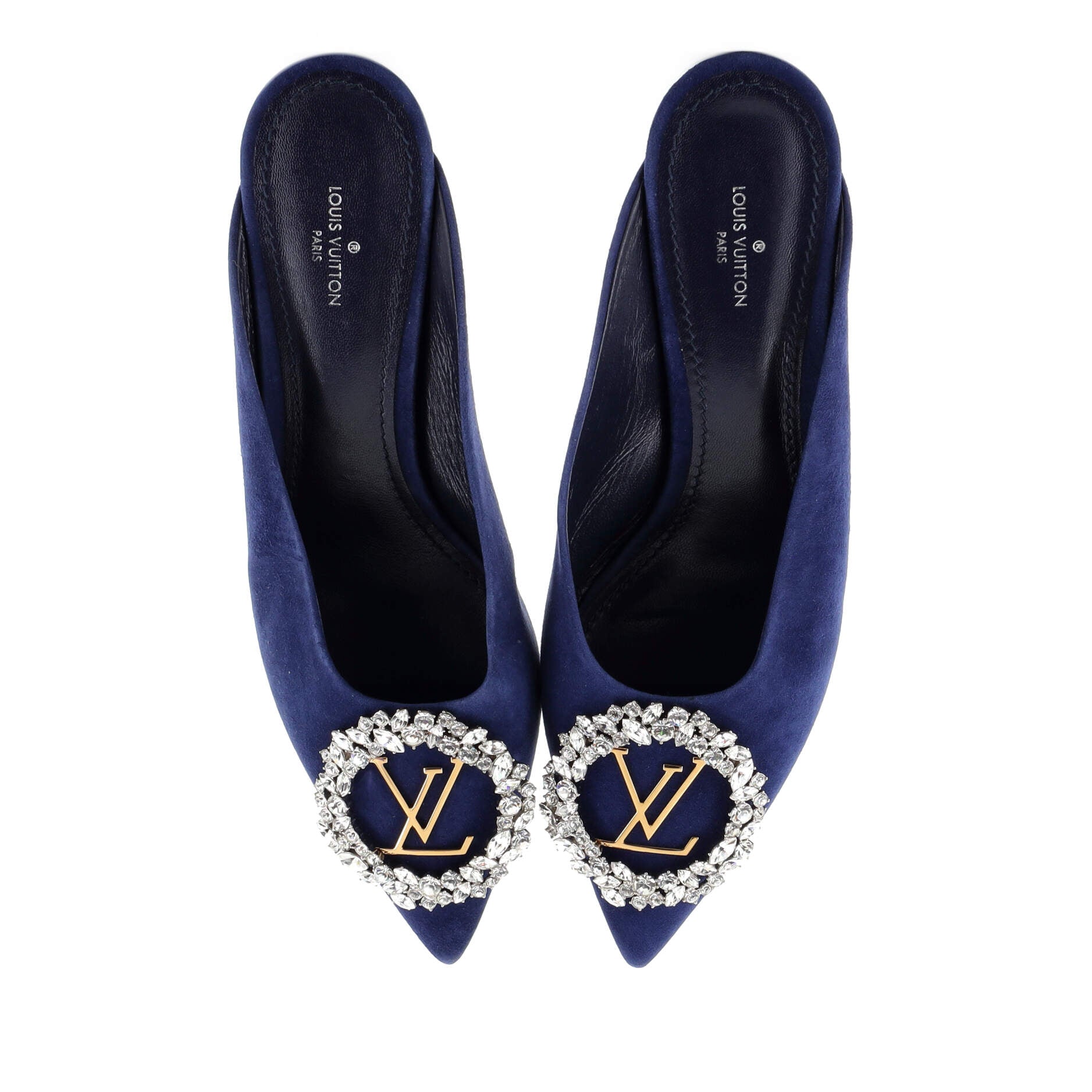 Women's Madeleine Pointed Toe Mules Suede with Crystals
