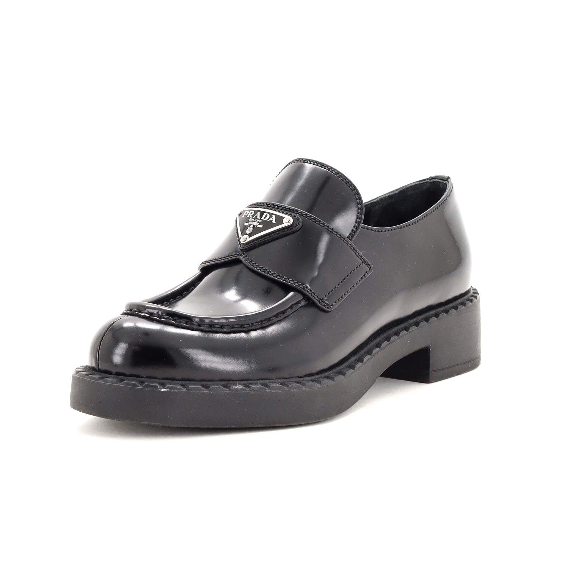 Women's Triangle Logo Loafers Spazzolato Leather