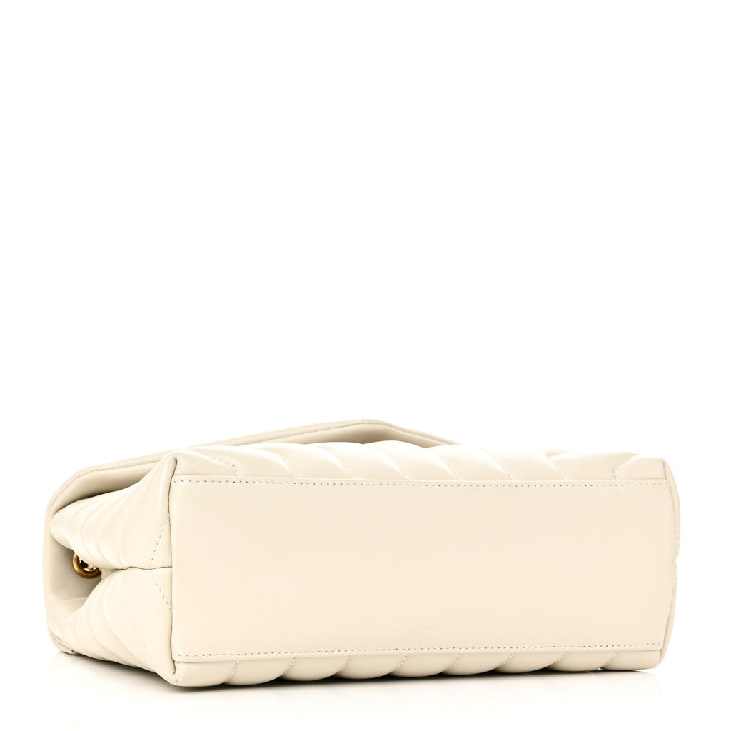 Calfskin Y Quilted Monogram Small Loulou Chain Satchel Crema Soft