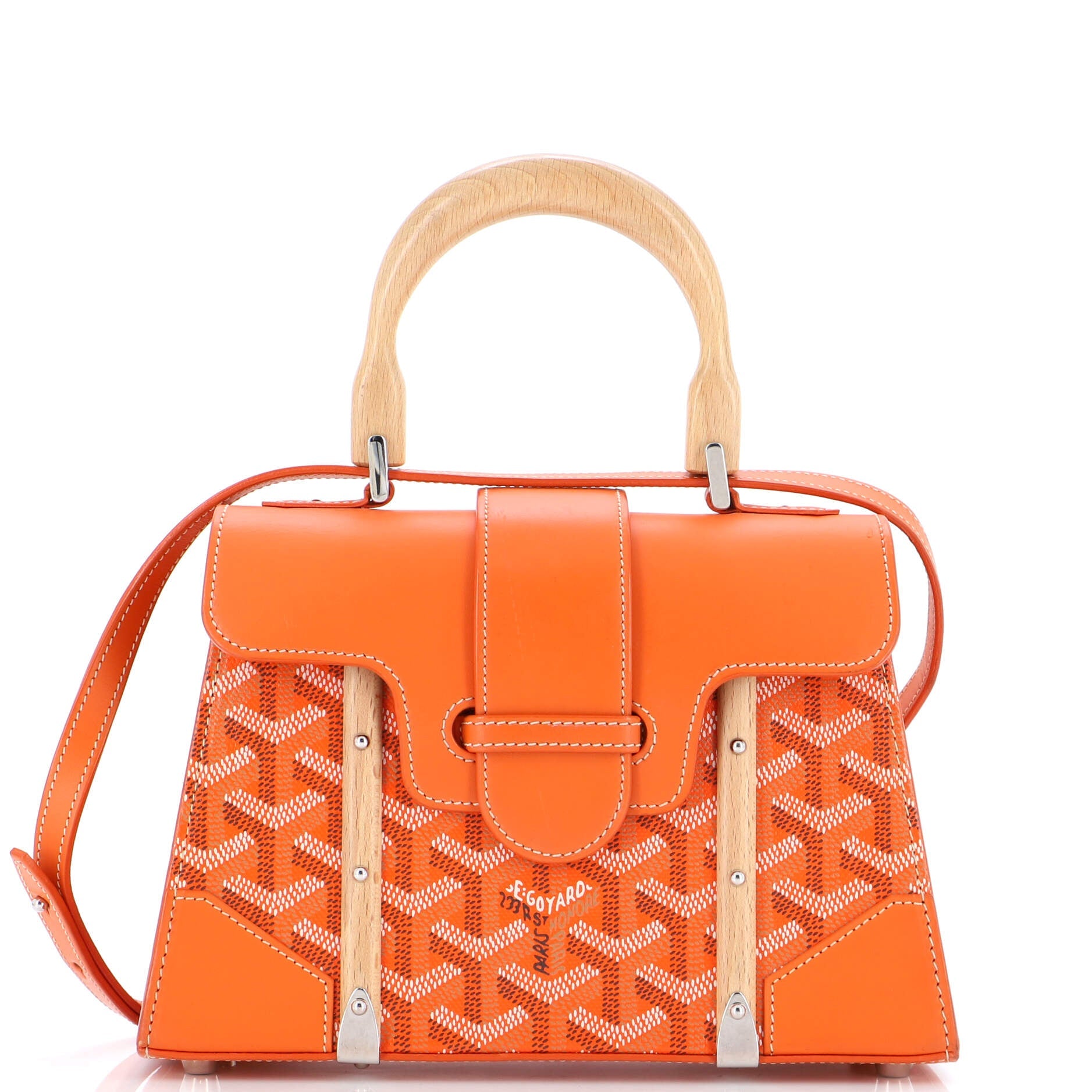 Structured Saigon Top Handle Bag Coated Canvas with Leather Mini