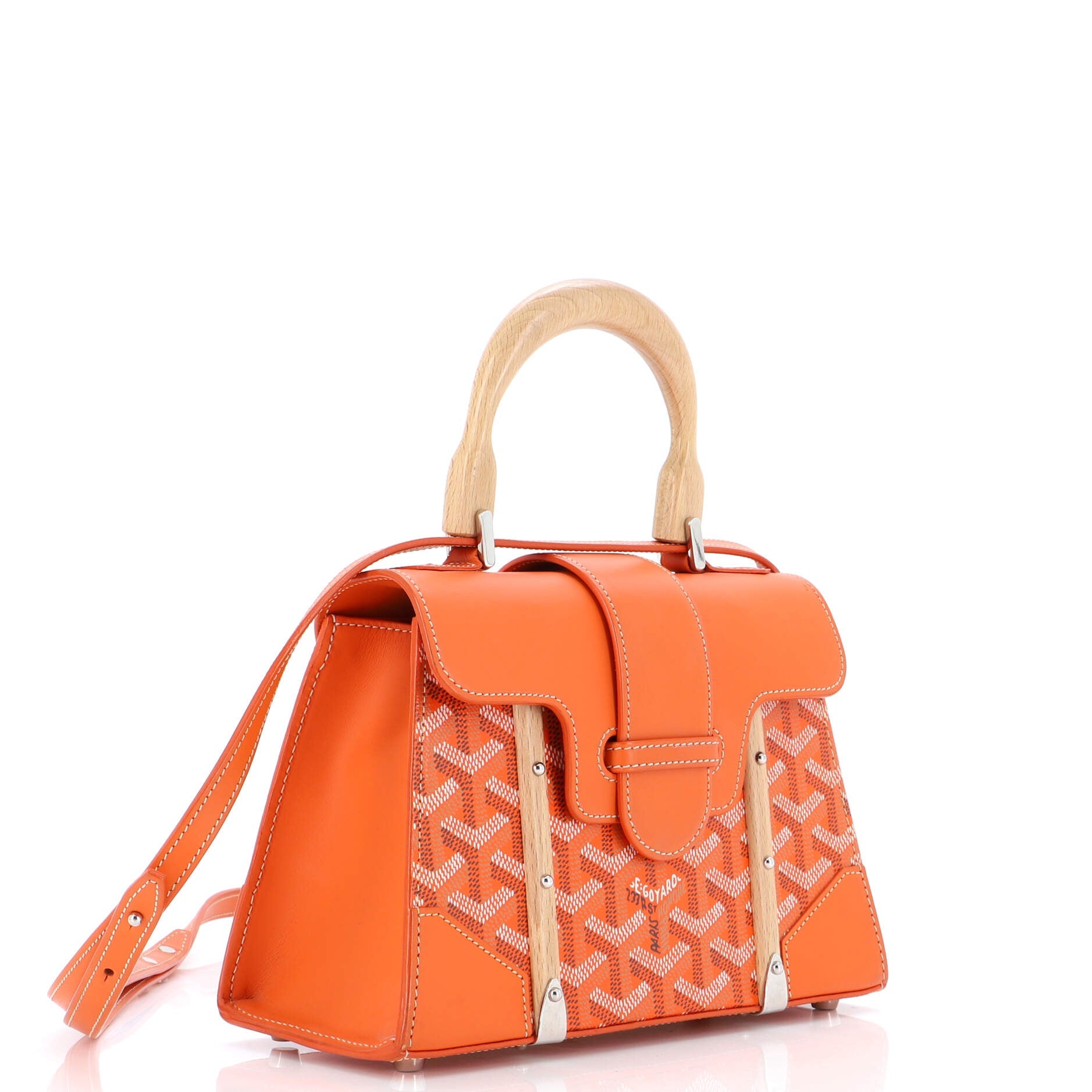 Structured Saigon Top Handle Bag Coated Canvas with Leather Mini