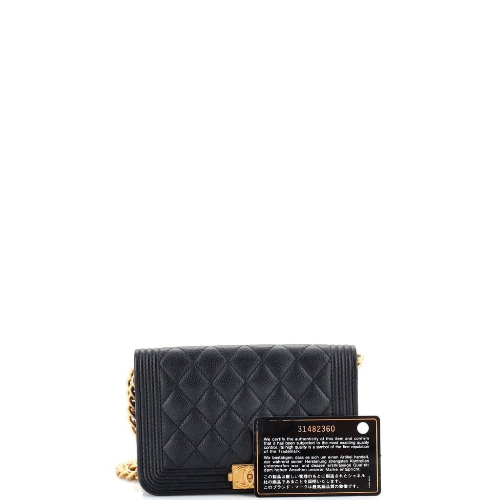 Boy Wallet on Chain Quilted Caviar Mini