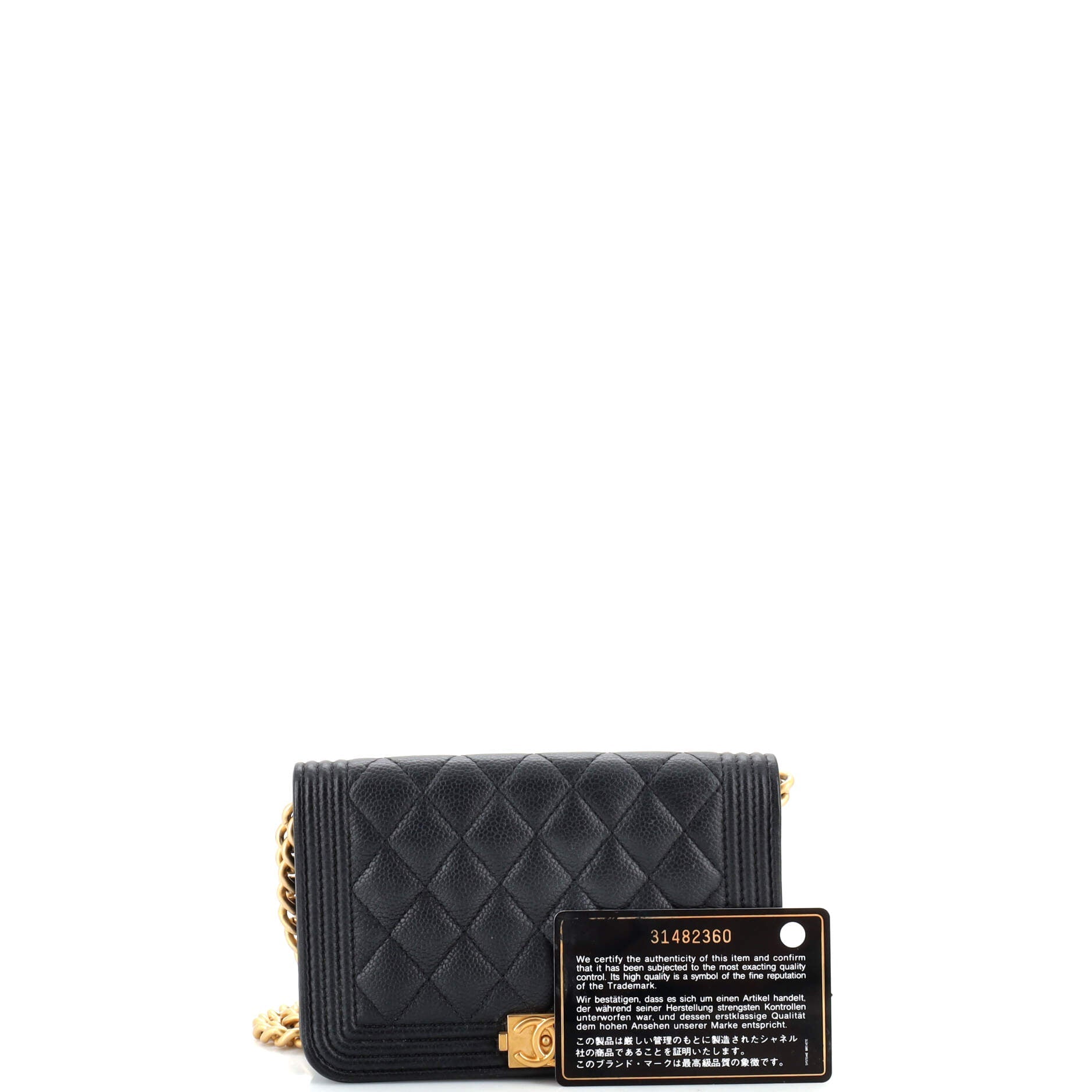 Boy Wallet on Chain Quilted Caviar Mini