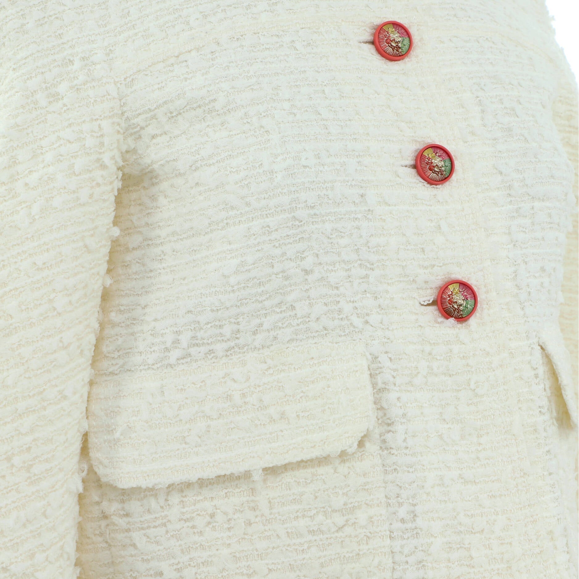 Women's Round Collar Button Up Jacket Tweed