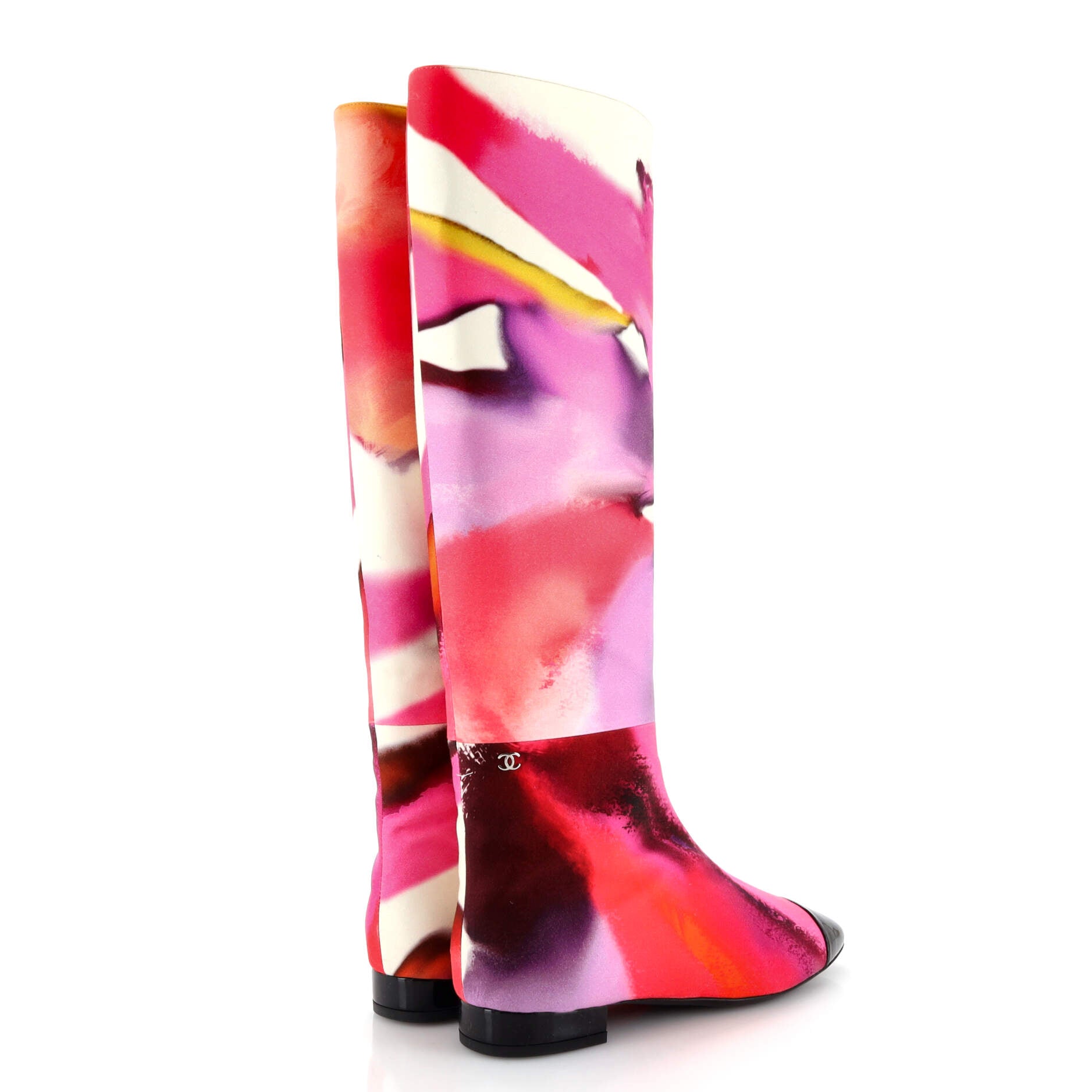 Women's Happy Hippie CC Cap Toe Knee High Boots Tie-Dyed Canvas and Patent