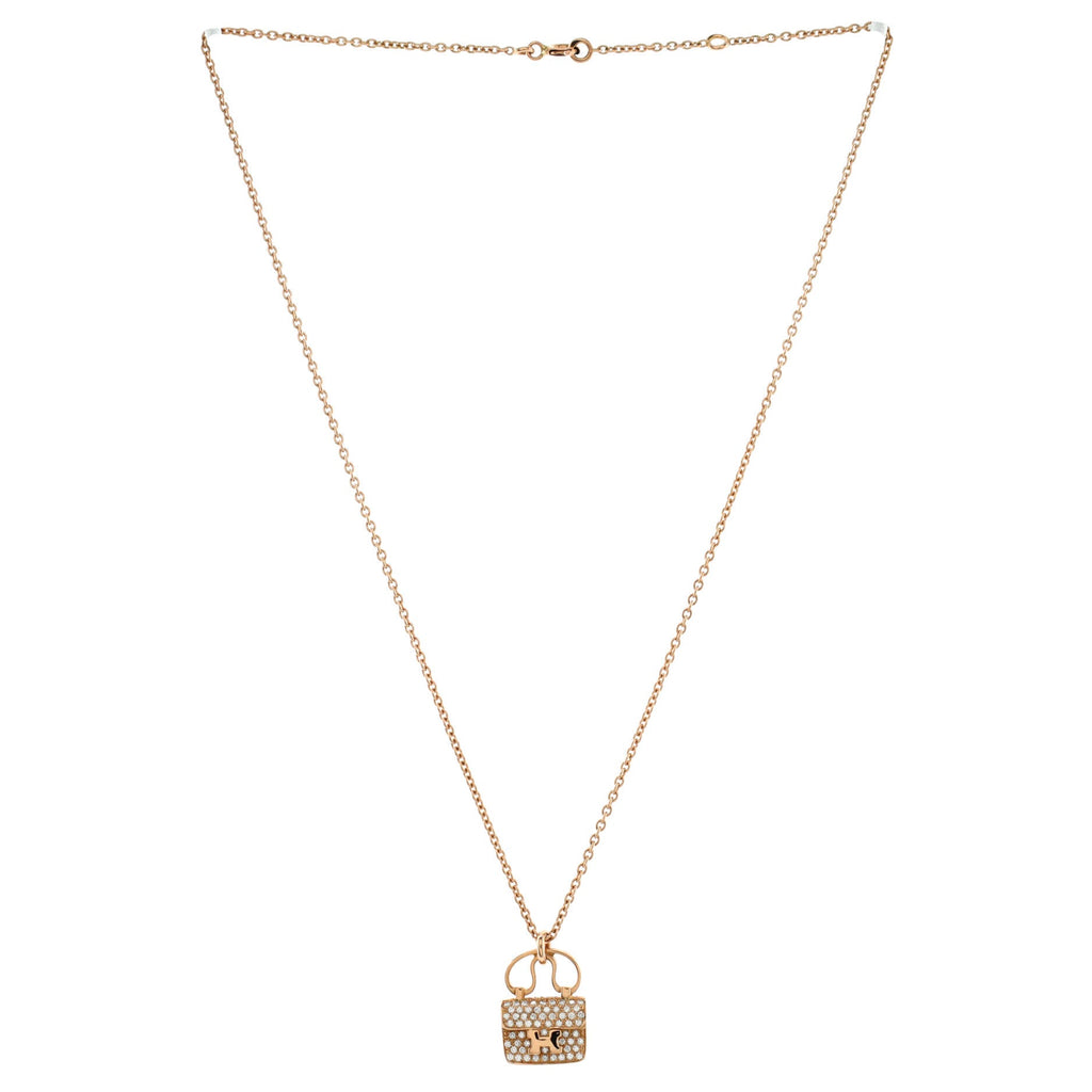 Amulettes Constance Pendant NM Necklace 18K Rose Gold and Diamonds
