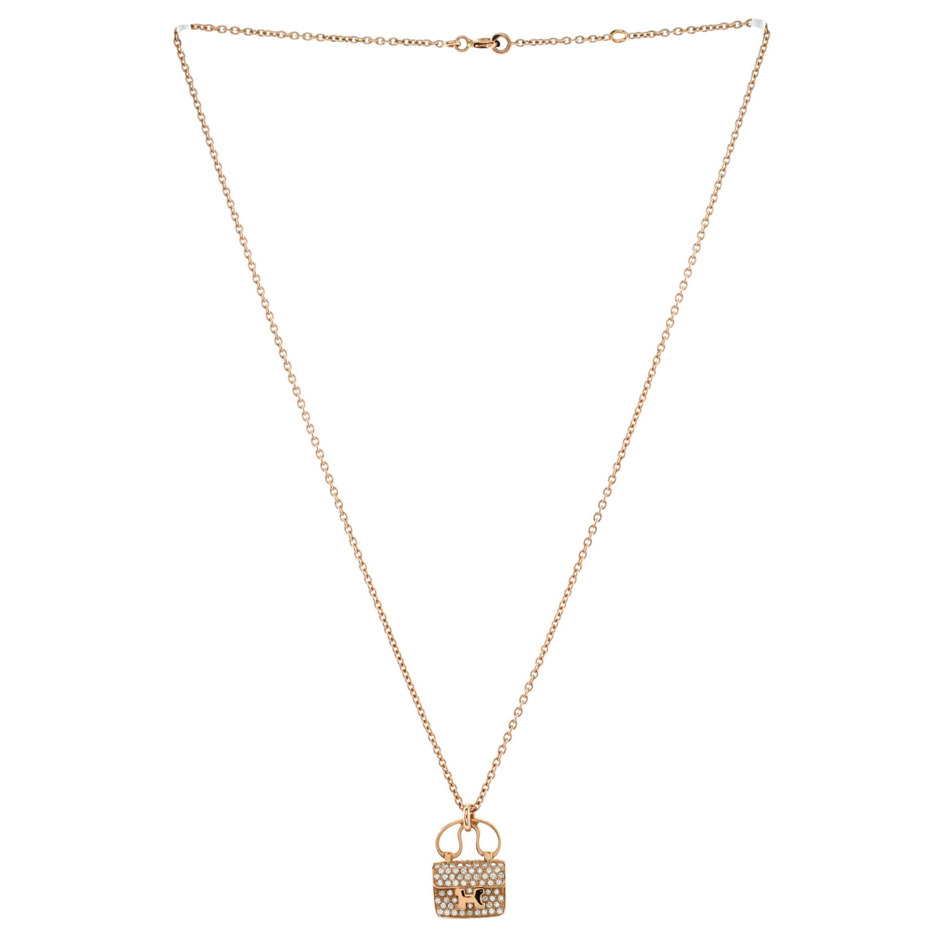 Amulettes Constance Pendant NM Necklace 18K Rose Gold and Diamonds