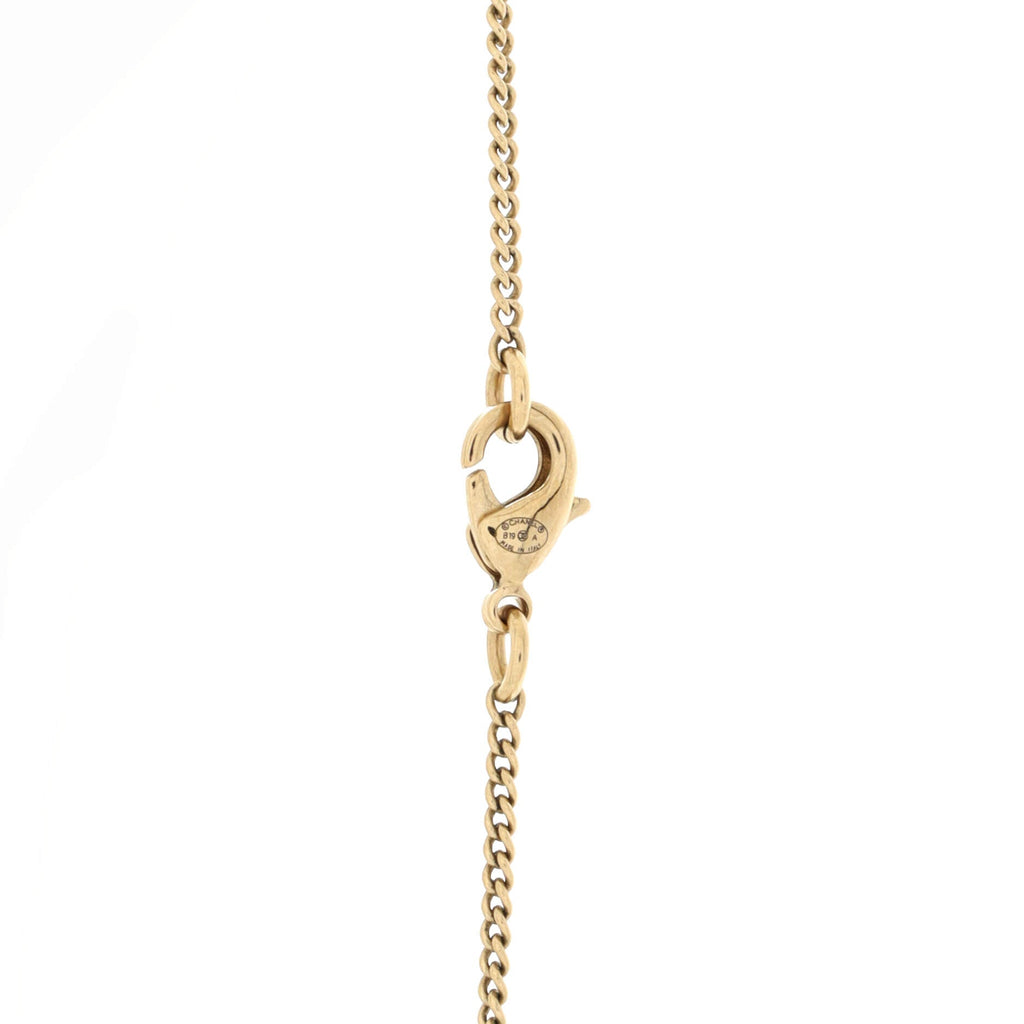 Reversible Quilted CC Pendant Necklace Metal with Crystals and Enamel