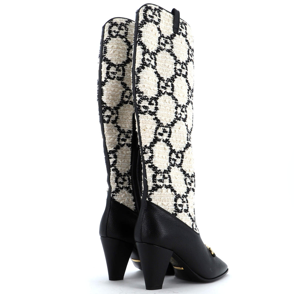 Women's Knee High Zumi Boots GG Tweed with Leather