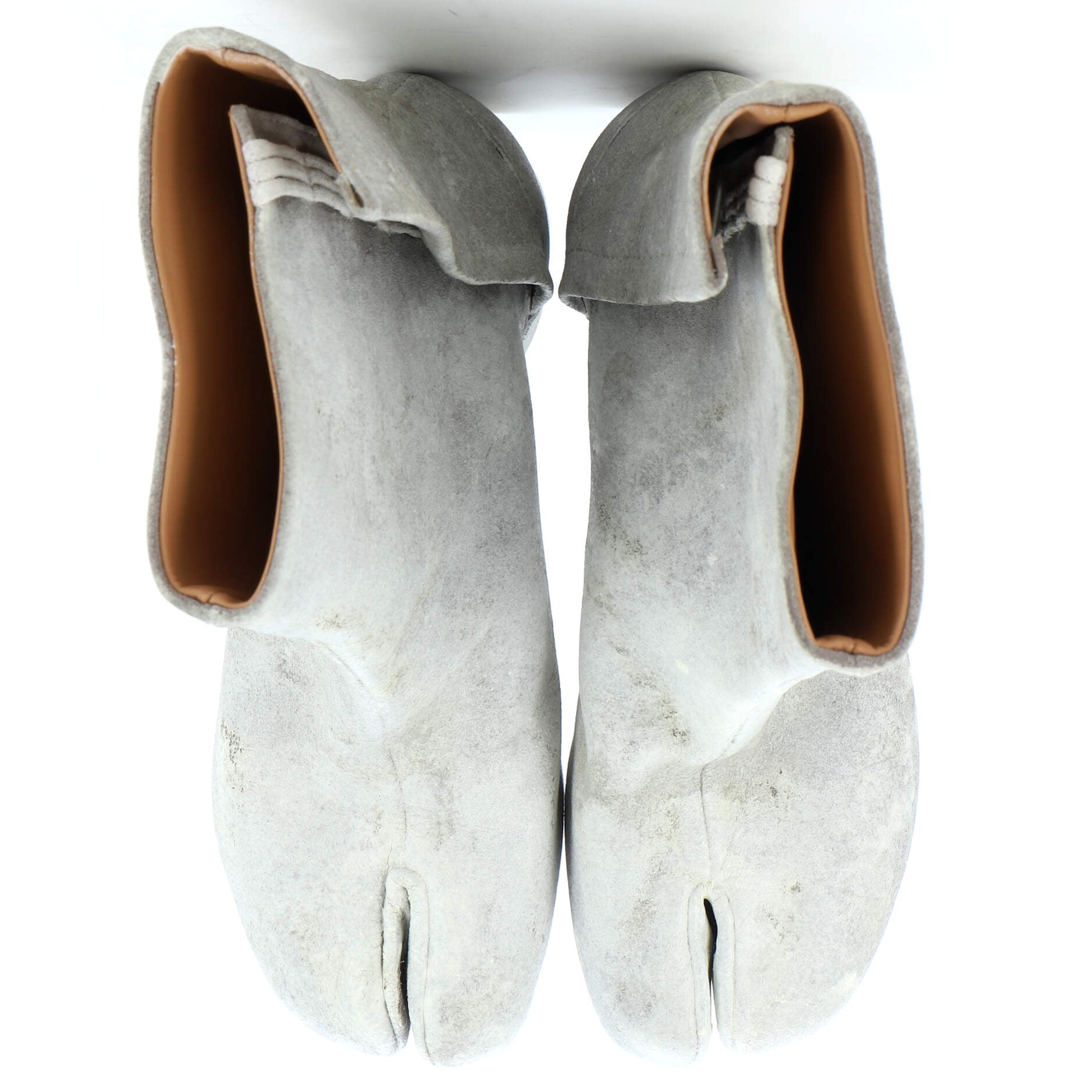 Women's Tabi Block Heel Ankle Boots Painted Leather