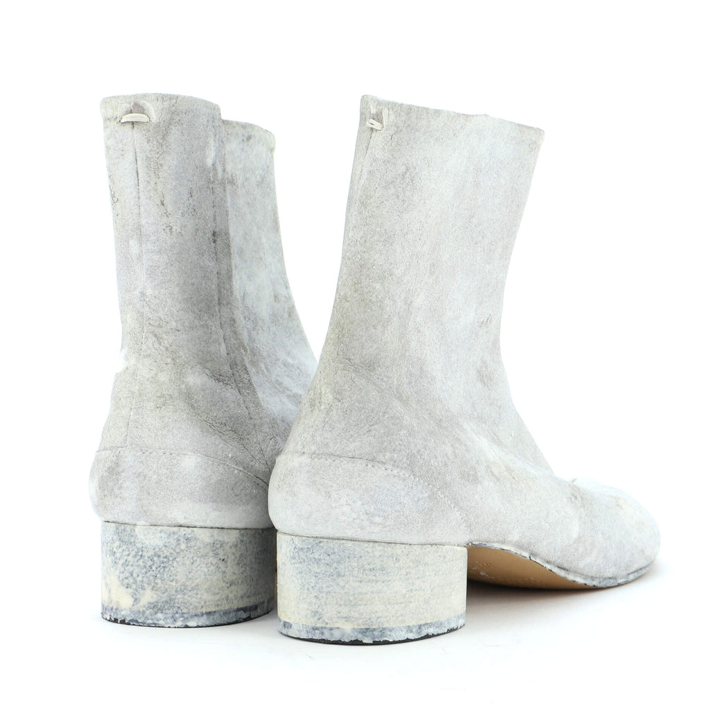 Women's Tabi Block Heel Ankle Boots Painted Leather