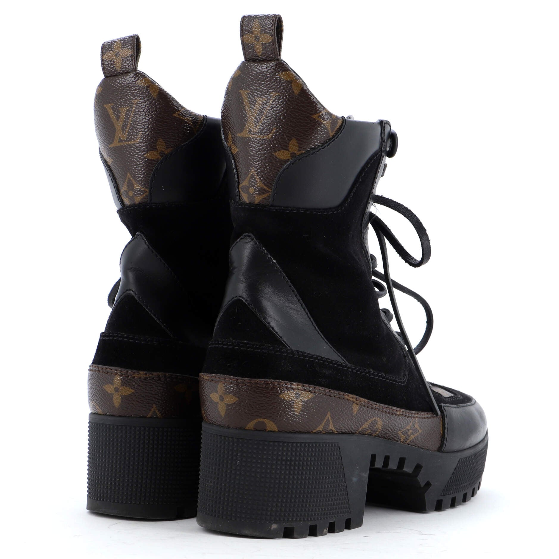 Women's Laureate Platform Desert Boots Suede with Monogram Canvas